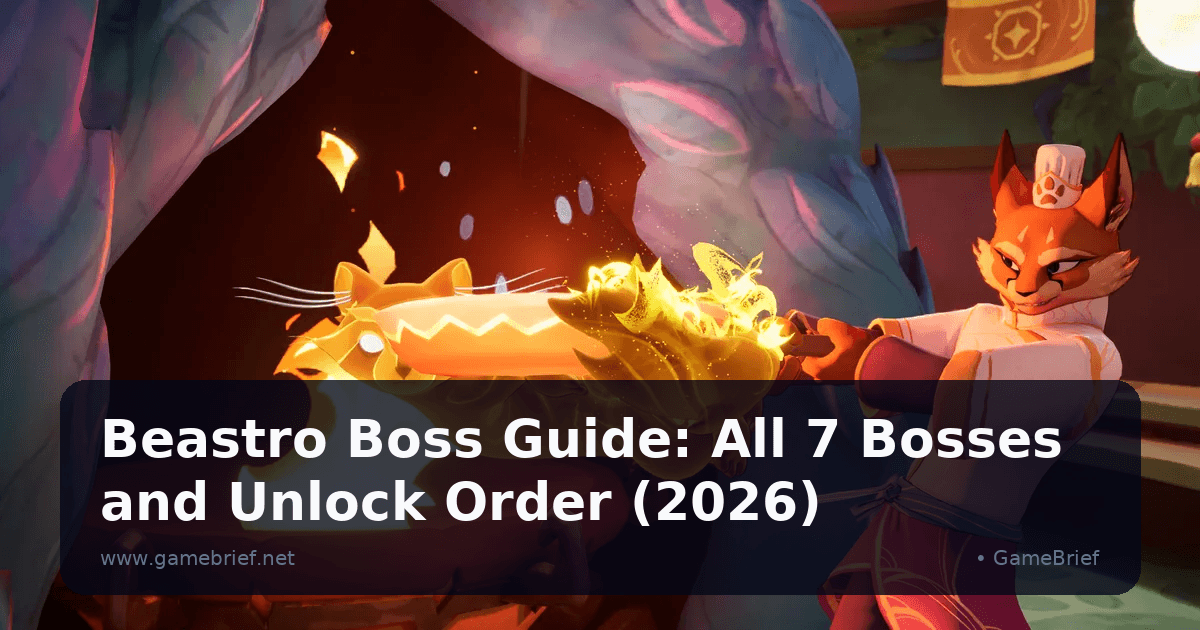 Beastro fox Caretaker in a chef hat holding a glowing golden flame-wreathed weapon over a lit cooking cauldron in a dim kitchen