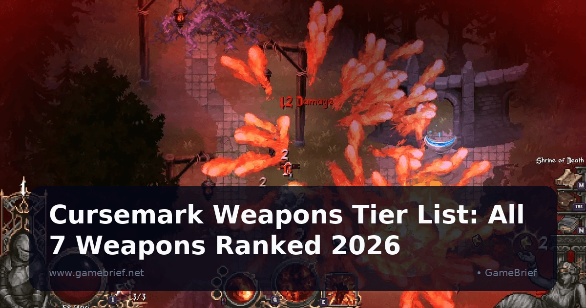 Cursemark mage-knight caught in a fiery explosion attack near the Shrine of Death, 12 damage number floating above the impact