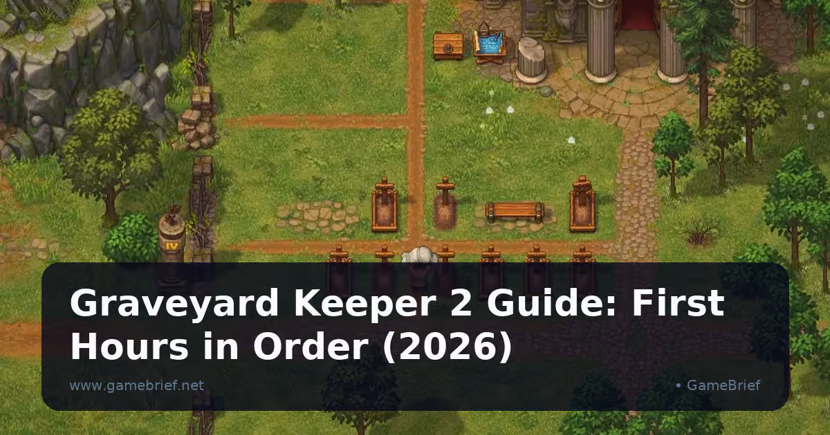 Graveyard Keeper 2 cemetery with marked grave plots and paths beside the church
