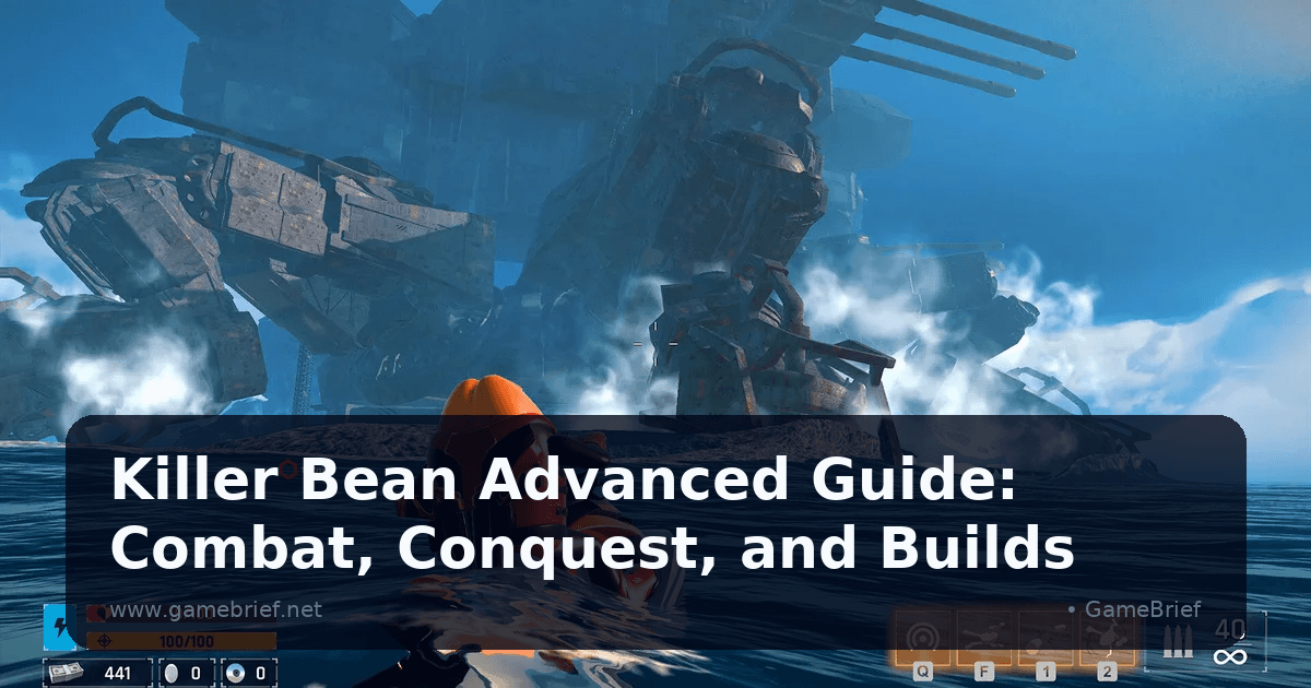Killer Bean firing dual pistols mid-combat with multiple enemies surrounding him
