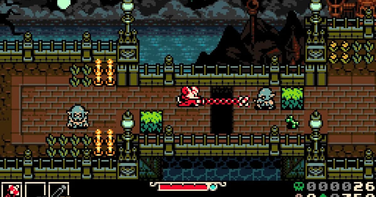 Mina the Hollower exploring a candlelit Victorian crypt corridor, whip drawn, with a glowing burrow tunnel breaking through a cracked stone wall