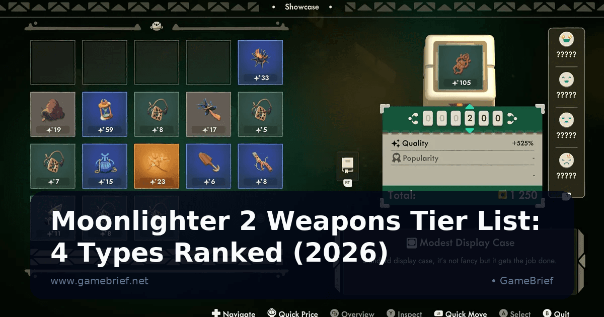 Moonlighter 2 Weapons Tier List: 4 Types Ranked (2026)