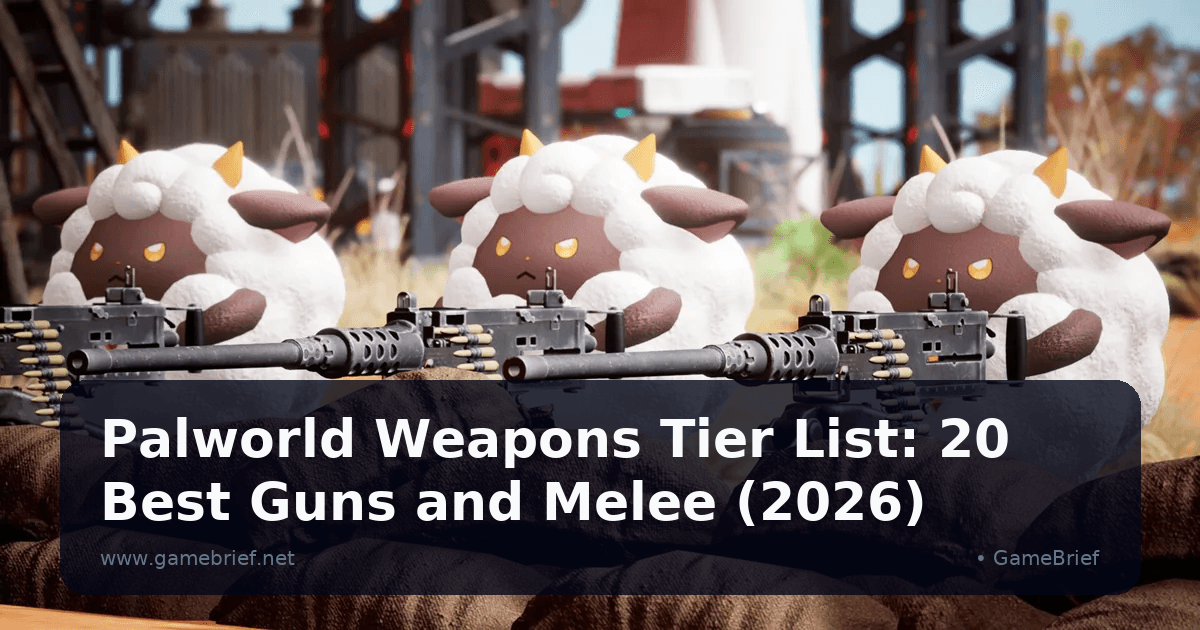 Three sheep-like Pals crouch behind sandbags, each gripping a mounted heavy machine gun with visible ammo belts feeding into the receivers