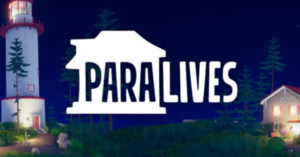 Paralives build mode showing a curved-wall home exterior with a Parafolk standing in the driveway on a sunny afternoon