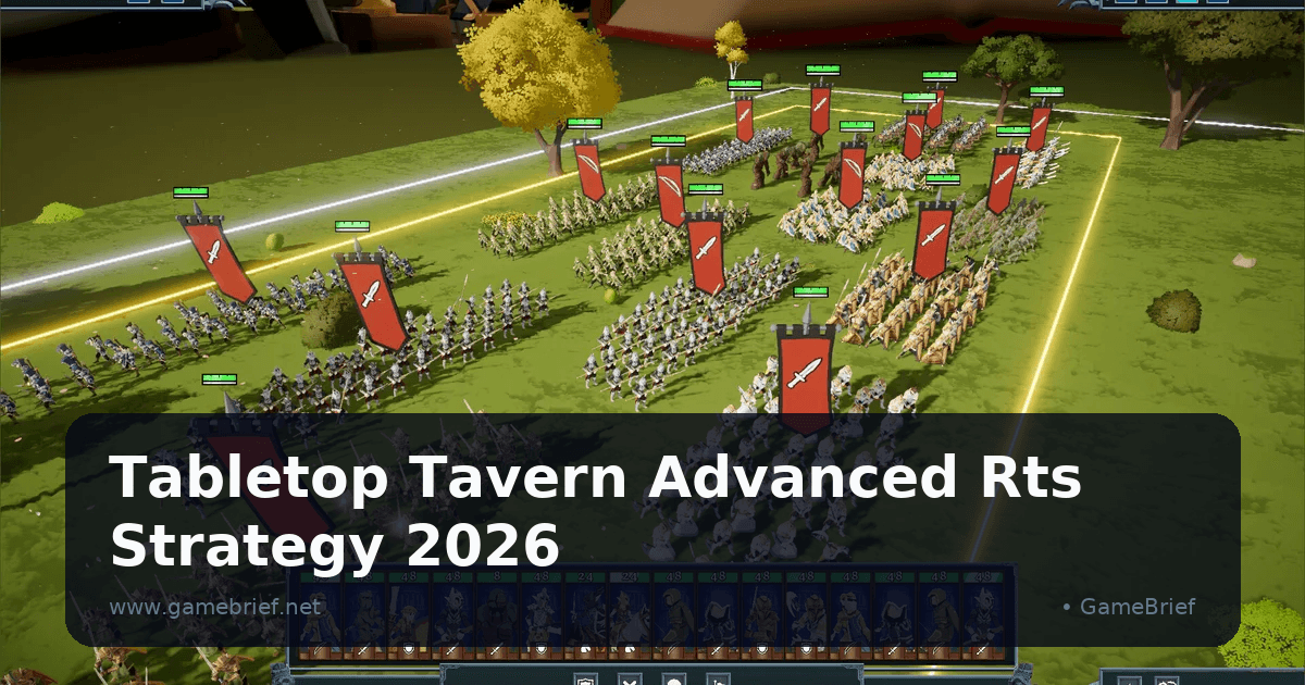 Tabletop Tavern battle view showing Empire Ashguard holding a deep formation against flanking cavalry with morale indicators visible on multiple units