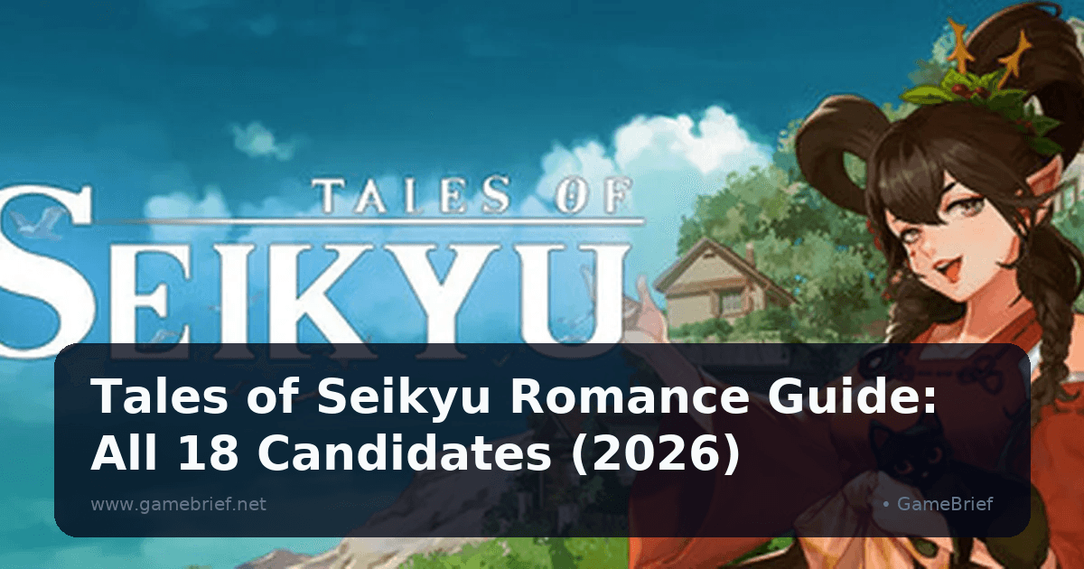 Tales of Seikyu key art: a yokai character with pointed ears and horn-shaped hair ornaments holding a black cat, village houses on a hillside behind her