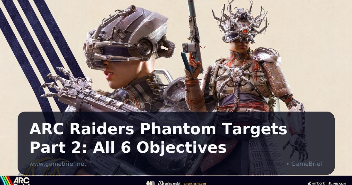 Official ARC Raiders promo art: a Raider aiming a sidearm beside a second Raider in an elaborate mechanical tick-themed headpiece