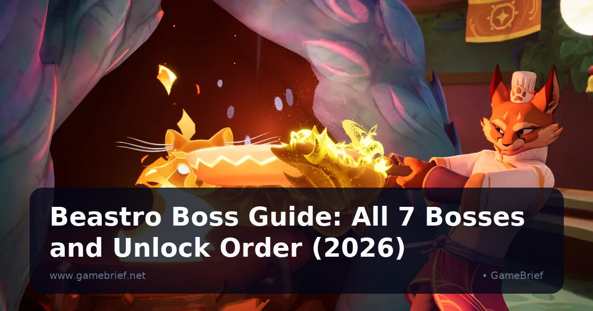 Beastro fox Caretaker in a chef hat holding a glowing golden flame-wreathed weapon over a lit cooking cauldron in a dim kitchen