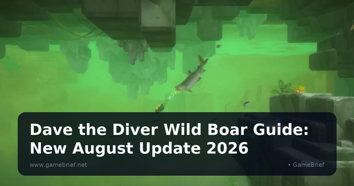 Dave the Diver Jungle DLC lake exploration, Dave swimming near a large gray predator fish with schools of smaller fish nearby in murky green water