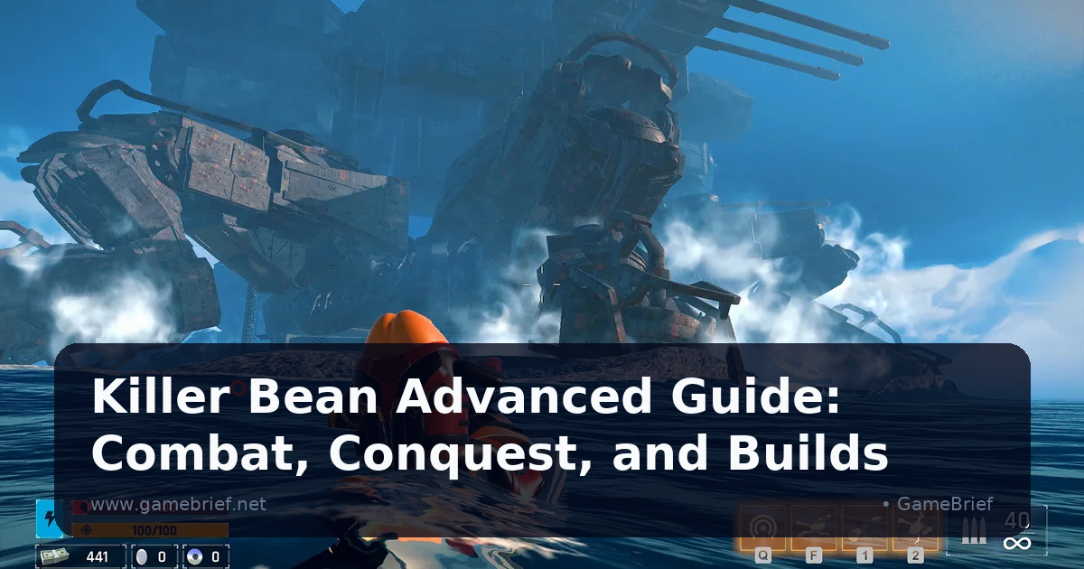 Killer Bean mid-combat with multiple enemies surrounding him, slide dodge animation active and dual pistols firing simultaneously