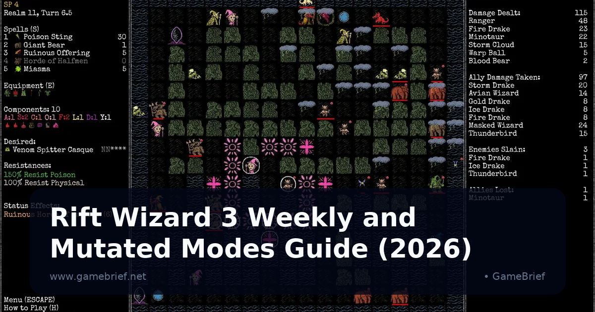 Rift Wizard 3 combat screen showing Realm 11 turn 2, a wizard character surrounded by pink status effect tiles and demon enemies on a stone dungeon grid