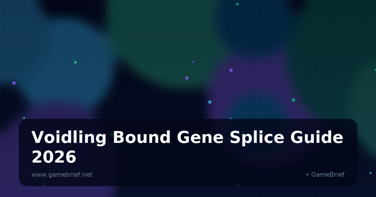 Voidling Bound splice screen showing gene slots with Gilick's Snowfall gene being transferred to a Nimiod, Polychrome Mutagen count displayed at the interface top
