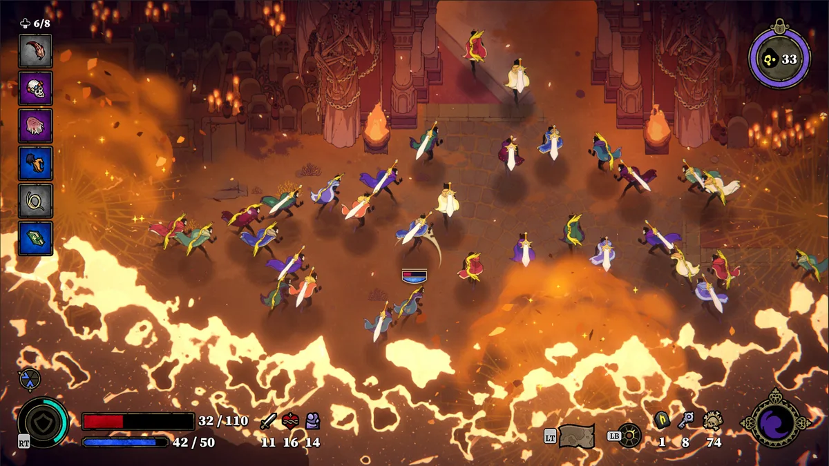 33 Immortals group of players using emotes and markers in a Purgatorio corridor, celestial architecture visible with multiple player icons clustered together