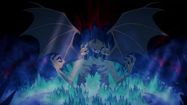 33 Immortals Paradiso realm showing fewer player characters in a brighter celestial environment with different enemy design