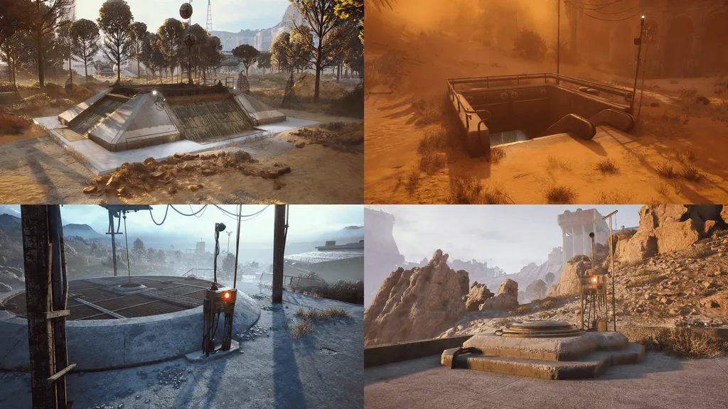 ARC Raiders map overlay showing extraction point locations across the dam area, with numbered exit zones marked in white