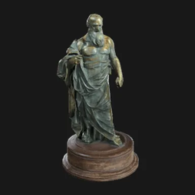 Bronze Statuette item icon from ARC Raiders, a green-bronze statue of a bearded figure on a wooden base