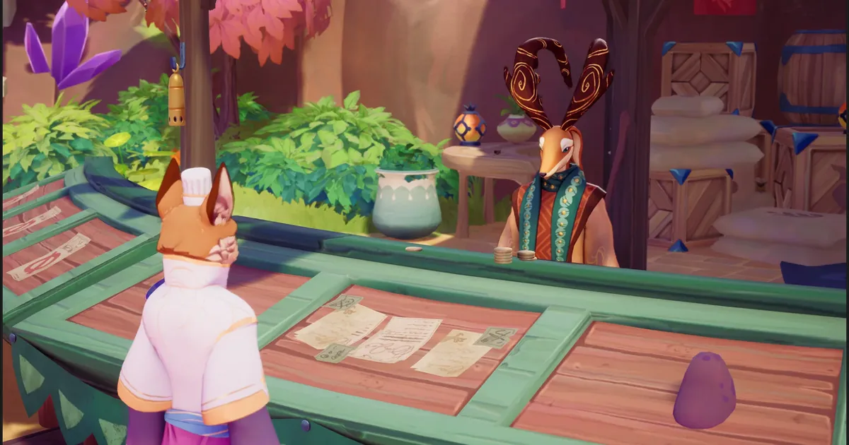 Beastro's young chef Panko cooking at a warmly lit eatery counter while animal patrons wait, plates and ingredients spread across the bar