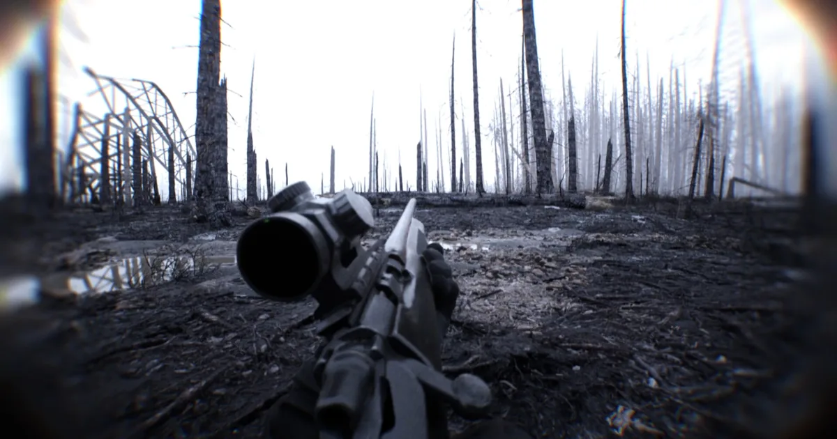 Bodycam first-person body-camera view during a close-quarters Deathmatch exchange in a photoreal indoor map