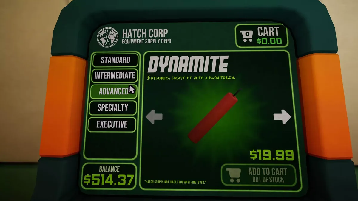 HATCH CORP equipment supply terminal selling dynamite, with Standard, Intermediate, Advanced, Specialty and Executive tiers