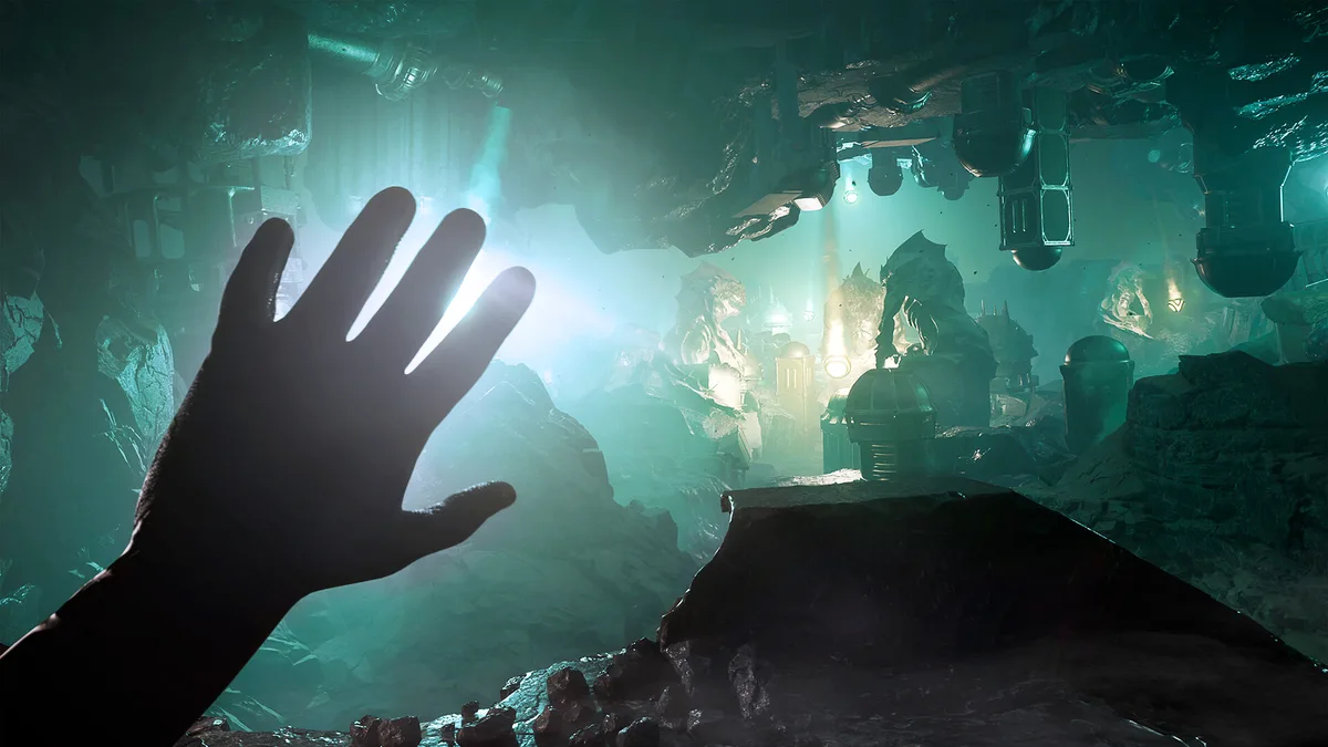 Cthulhu Cosmic Abyss bioluminescent underwater environment with non-Euclidean geometry in Chapter 2