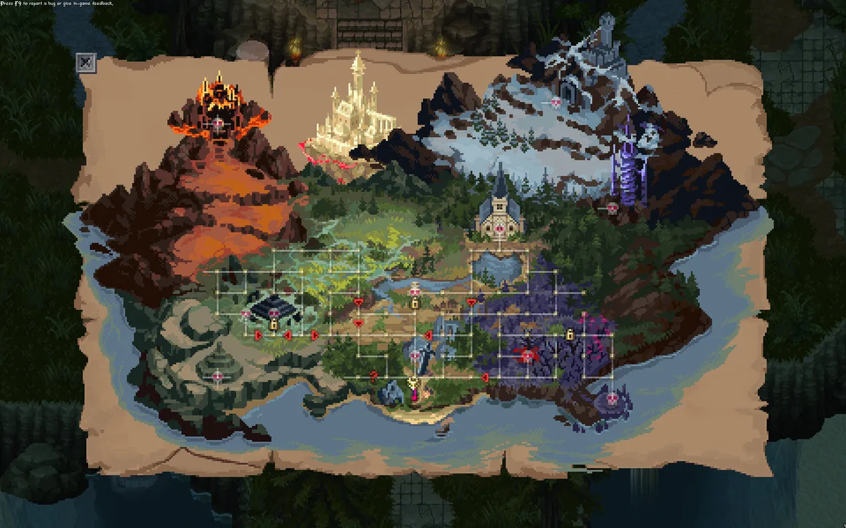 Cursemark character selection or build screen showing rune slots overlaid on equipment grid with glowing ability icons