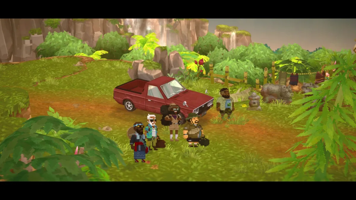 Dave the Diver In the Jungle DLC freshwater lake scene showing a diver swimming through jungle-lit water with fish visible at different depth layers