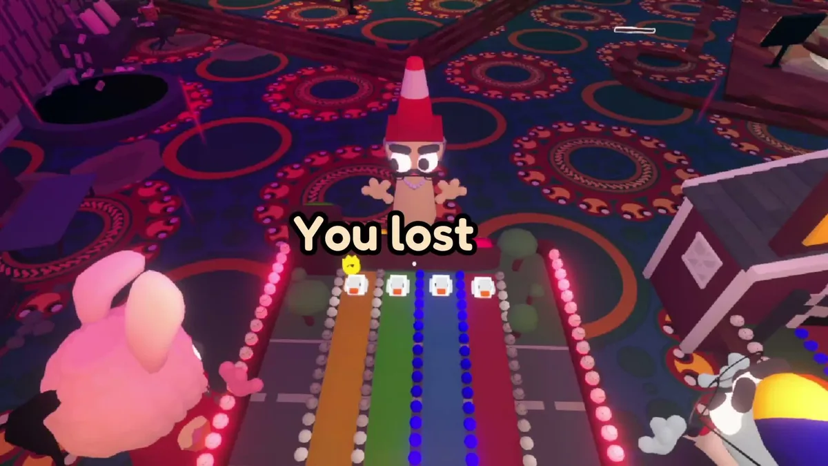 A trailer frame shows a Gamble With Your Friends result screen with “You lost” across a table and teammates around it