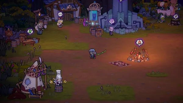 Lost Castle 2 side-scrolling combat scene with player character facing enemies in a dungeon chamber, health and gear UI visible