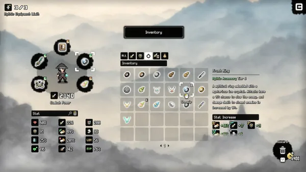 Murim Survival advanced equipment comparison screen showing tier 5 and tier 6 item stats