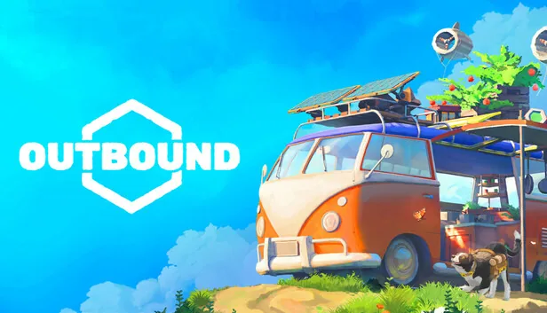 Outbound four players working together near customized van with energy systems deployed in mountain biome