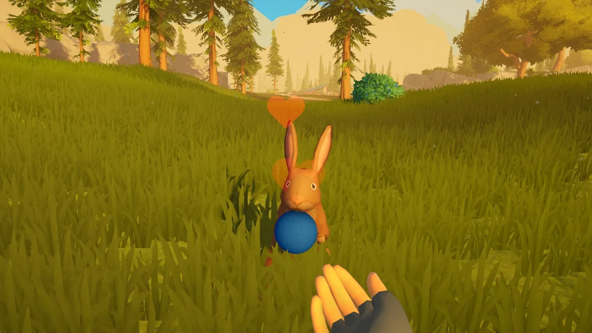 Outbound camper van with multiple rooftop workstations stacked vertically, parked in forest biome while player gathers resources nearby