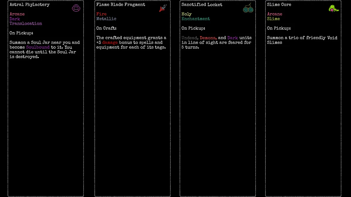 Rift Wizard 3 open spell selection screen showing multiple damage schools including fire, dark, and arcane options with upgrade paths