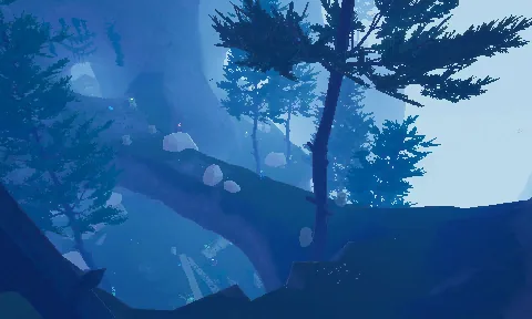 Risk of Rain 2's Distant Roost environment with a large arch, cliffs, and a distant platform