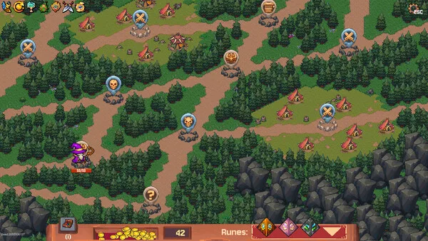 Rune Dice boss encounter showing large enemy with visible weak spot tile highlighted on the combat grid floor