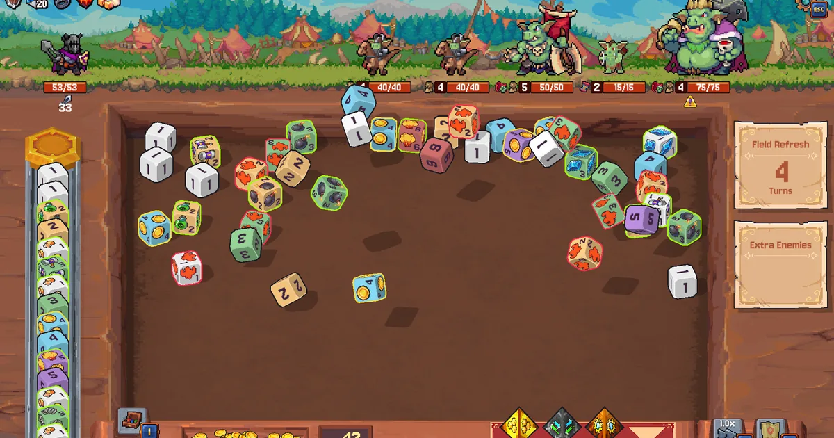 Rune Dice Physics Dice System: Throws, Merges & Chains
