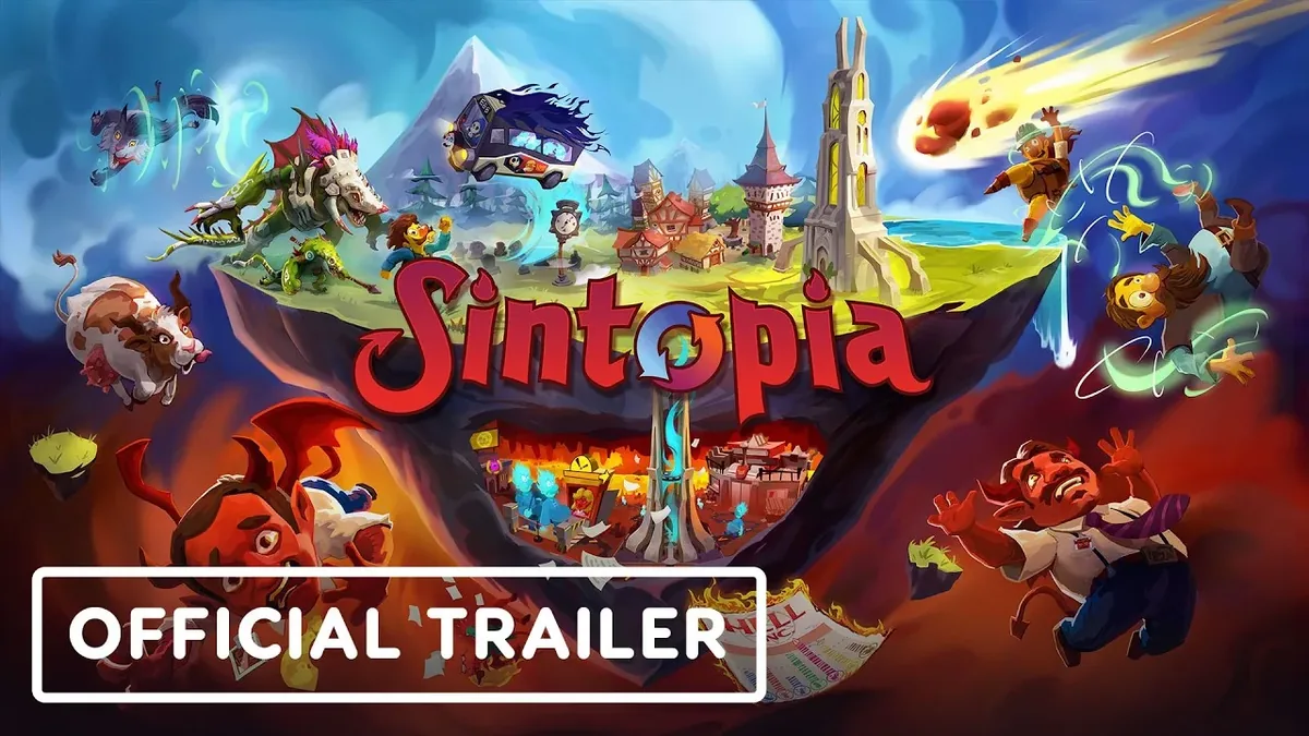 Sintopia Overworld divine management view with Humus population centers and Force Push spell targeting sinful behavior clusters