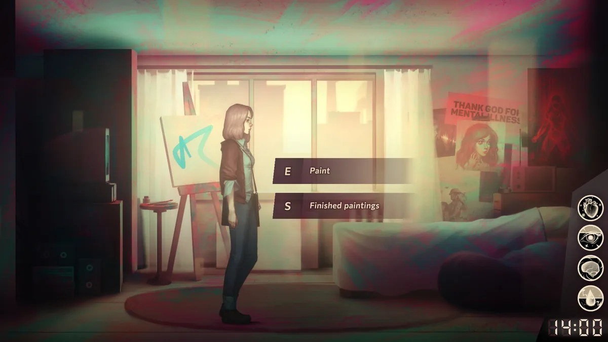 Sister Ray protagonist Ray exploring urban environment in 2D side-scrolling perspective with city backdrop