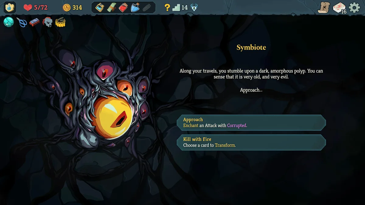 Shop and fortune-teller screen where players spend gold on cards, potions, and relics between fights