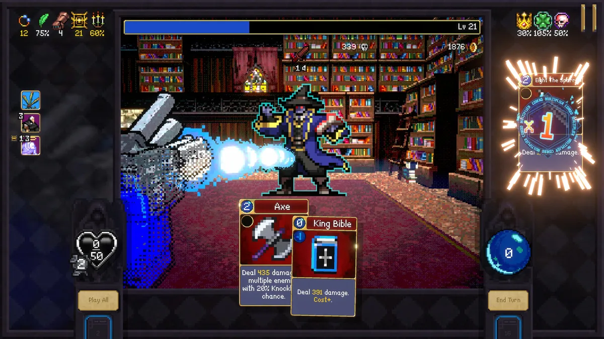 Vampire Crawlers combat showing Turboturn card chain in action with ascending mana costs
