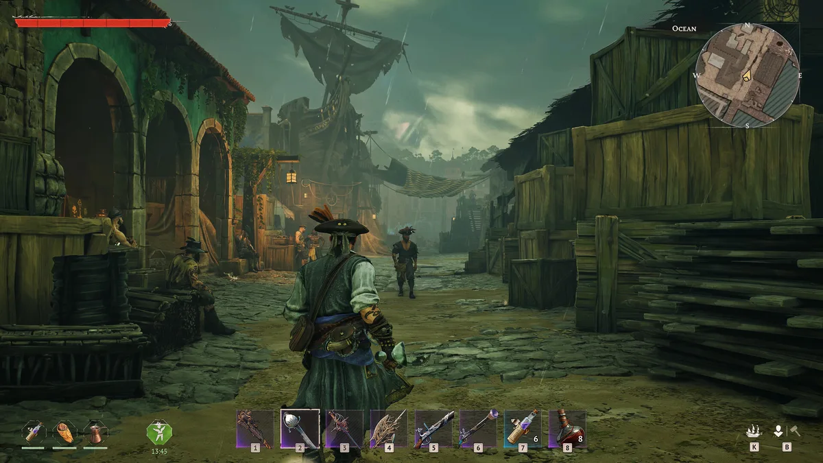 Windrose character inventory screen with equipped items and stat breakdown visible on right panel